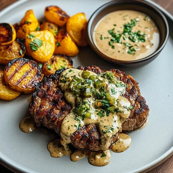 Blumenkohlsteak mit Pfefferrahmsauce
