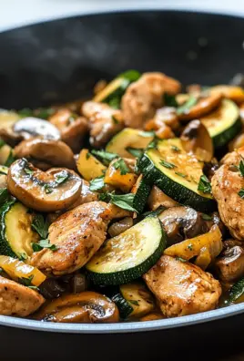 Keto Hähnchen-Zucchini-Pfanne mit Pilzen
