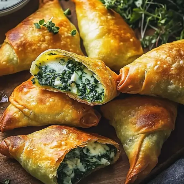 Vegane Kartoffeltaschen mit Spinat-Frischkäse-Füllung