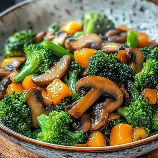 15-Minuten-Pfanne mit Champignons, Brokkoli und Karotten