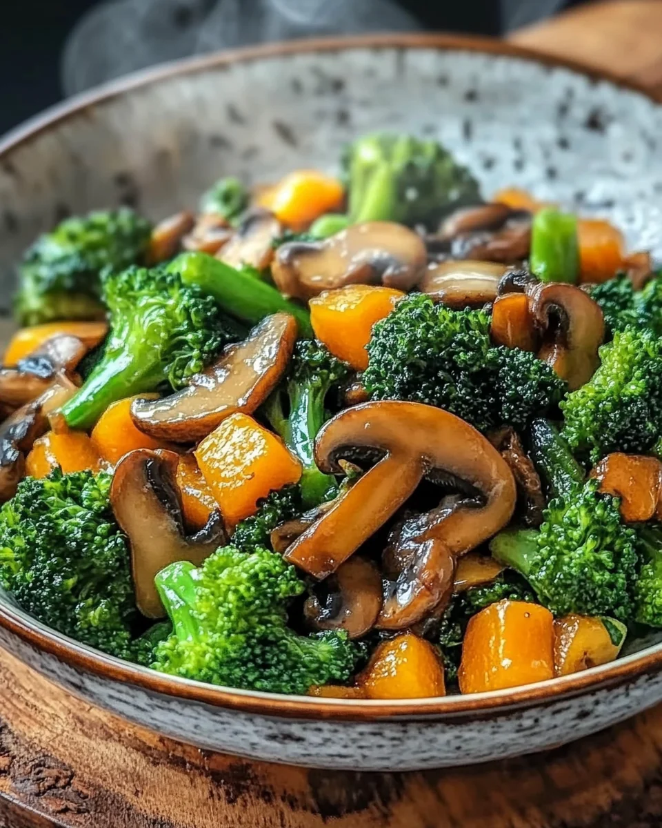 15-Minuten-Pfanne mit Champignons, Brokkoli und Karotten