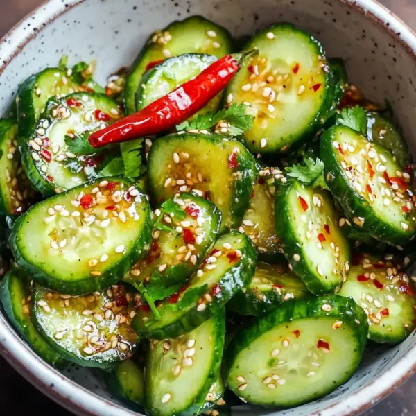 Asiatischer Gurkensalat mit Chili & Sesam