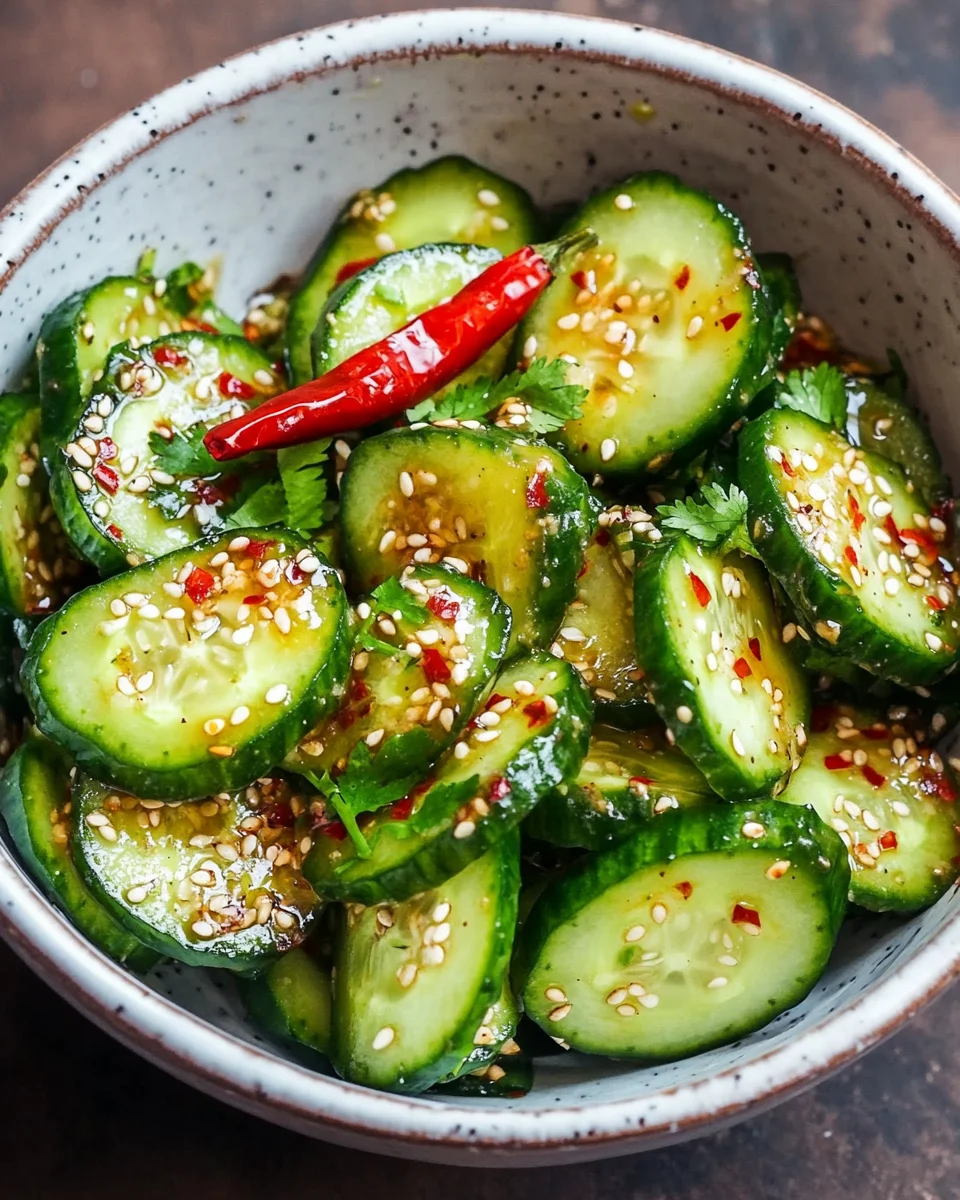Asiatischer Gurkensalat mit Chili & Sesam