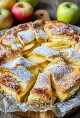 Blätterteigkuchen mit Puddingcreme und Apfel