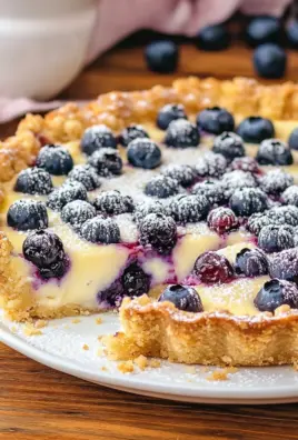 Blaubeerkuchen mit Pudding und Streusel