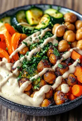 Bowl mit geröstetem Gemüse und Kichererbsen mit Tahini-Dressing 22 Bowl mit geröstetem Gemüse und Kichererbsen mit Tahini-Dressing