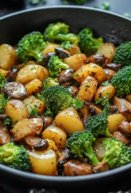 Brokkoli Kartoffel Pfanne mit Pilzen