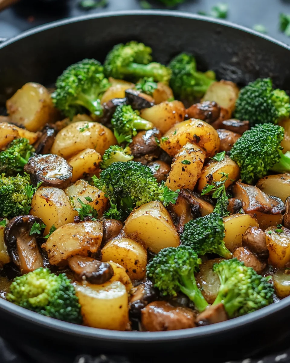 Brokkoli Kartoffel Pfanne mit Pilzen