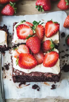 Brownie mit Mascarpone und Erdbeeren 23 Brownie mit Mascarpone und Erdbeeren