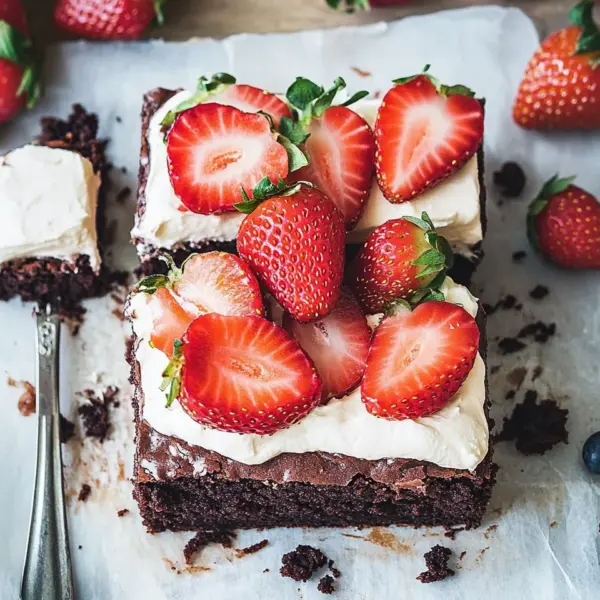 Brownie mit Mascarpone und Erdbeeren