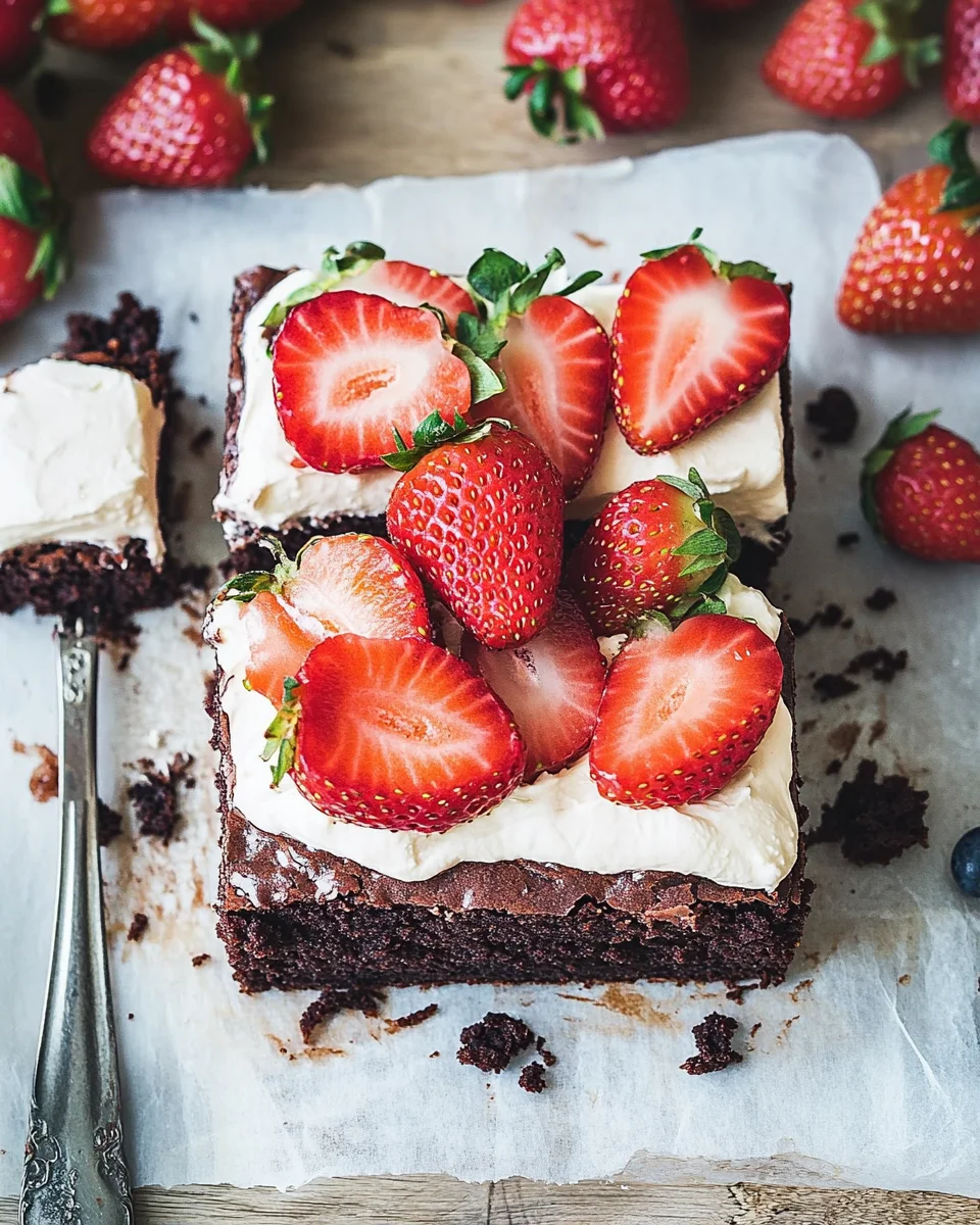 Brownie mit Mascarpone und Erdbeeren