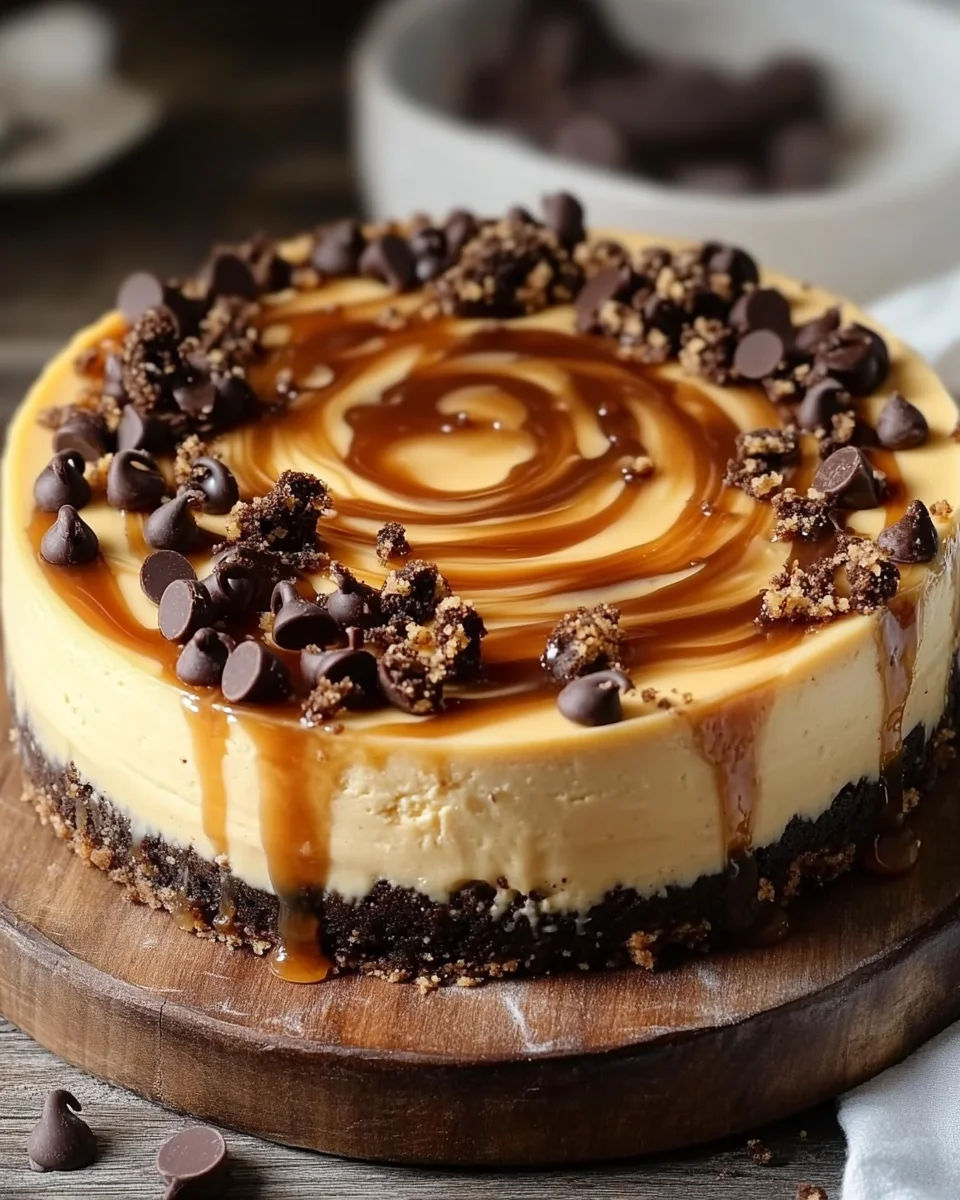 Cookie Dough Cheesecake mit Salted Caramel Swirl