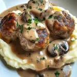 Fleischb&auml;llchen mit Kartoffelp&uuml;ree und Champignonrahmsauce
