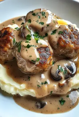 Fleischbällchen mit Kartoffelpüree und Champignonrahmsauce 22 Fleischbällchen mit Kartoffelpüree und Champignonrahmsauce