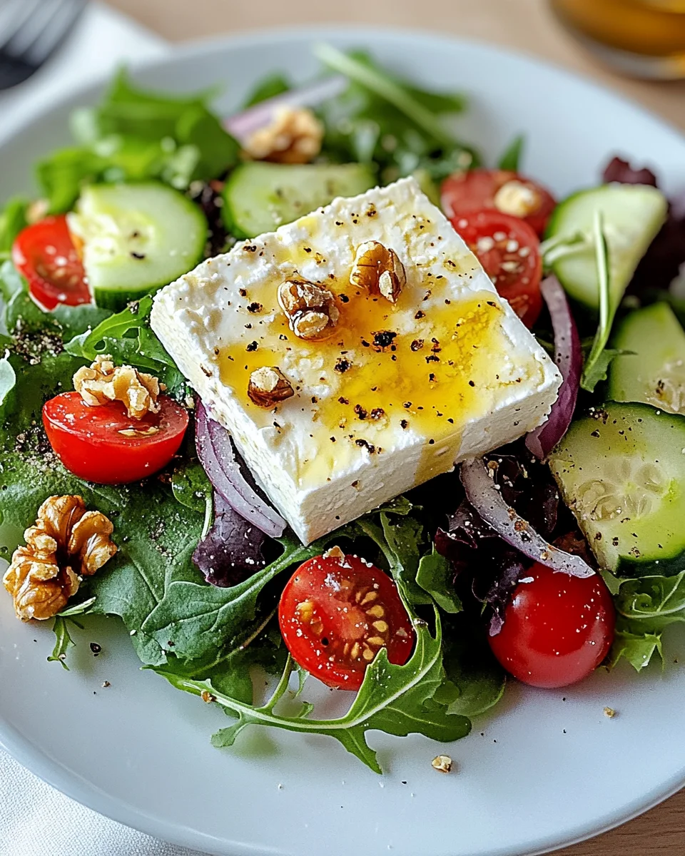 Gebackener Feta auf Gemischtem Salat