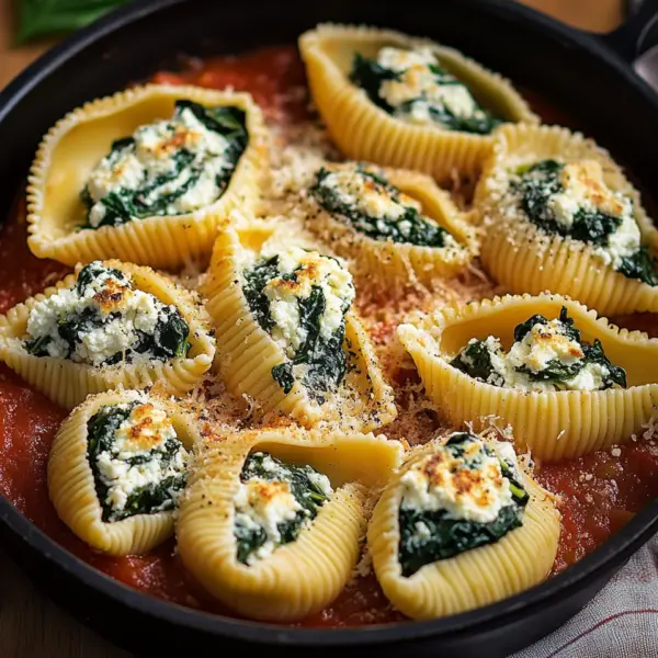 Gefüllte Muschelnudeln mit Ricotta und Spinat