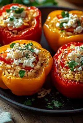Gefüllte Ofenpaprika mit Reis und Feta