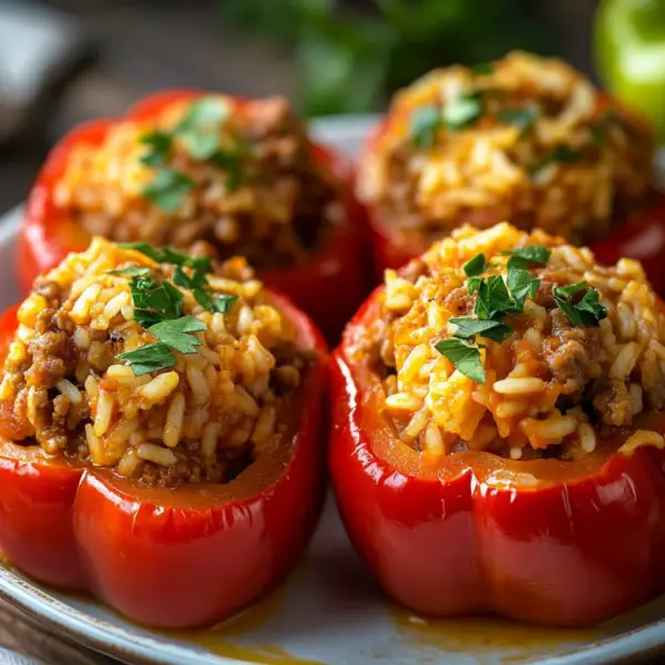 Gefüllte Paprika mit Hackfleisch und Reis