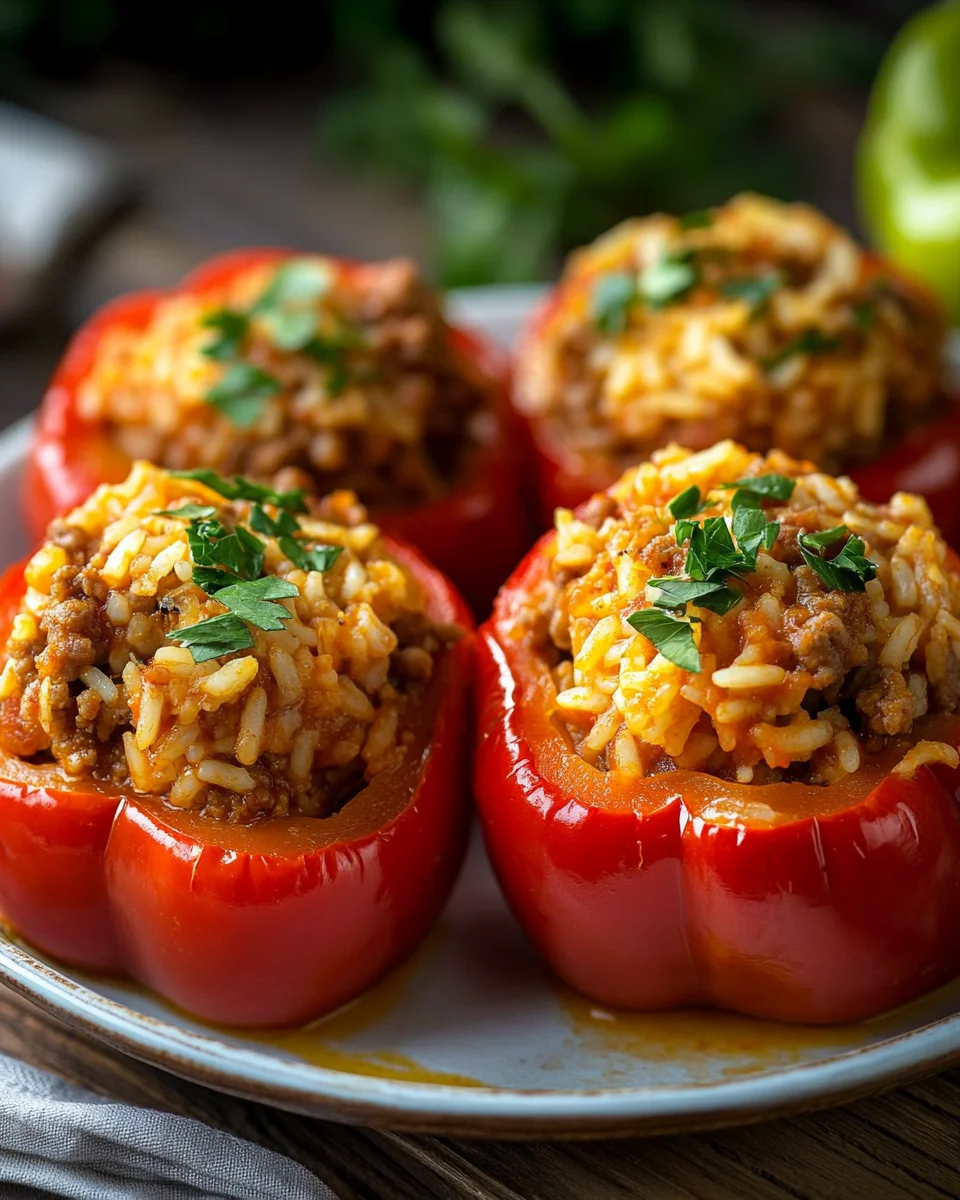Gef&uuml;llte Paprika mit Hackfleisch und Reis