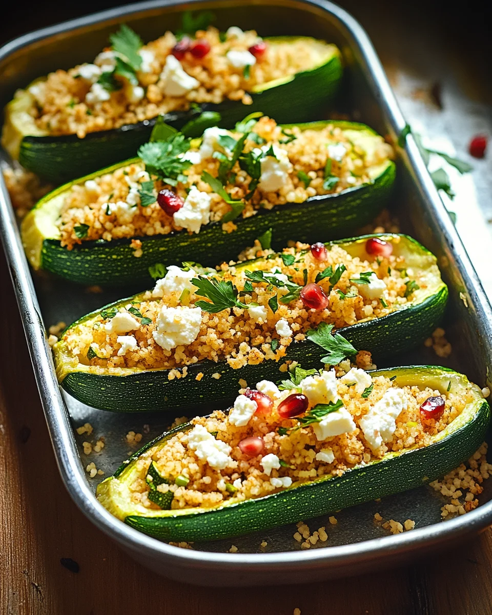 Gef&uuml;llte Zucchinis mit Couscous und Feta