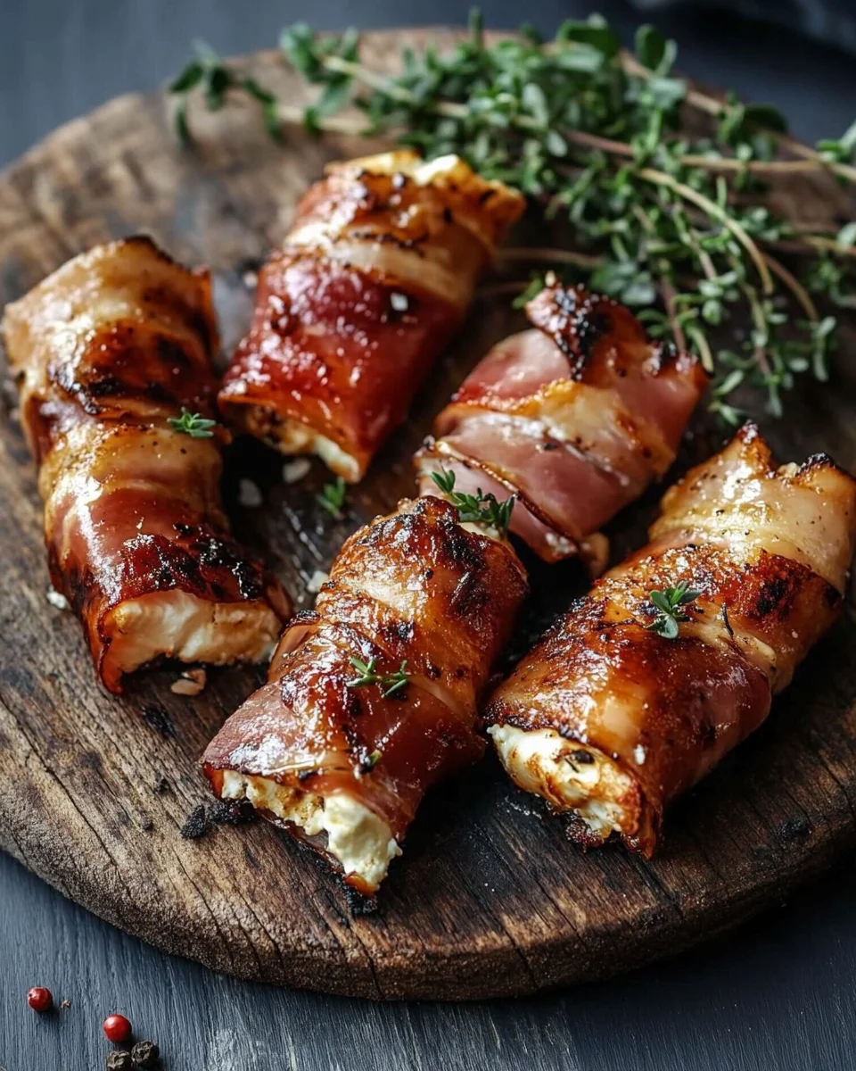 Gegrillte Feta-Schinkenröllchen