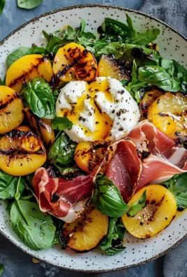 Gegrillter Nektarinen-Burrata-Prosciutto-Salat