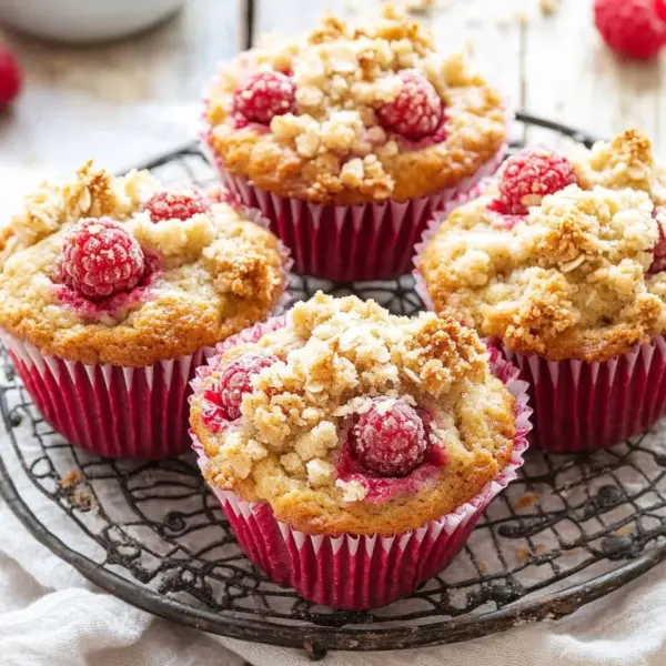 Gesunde Himbeer-Muffins mit Haferflocken-Streuseln