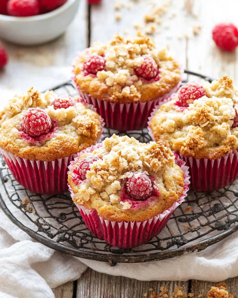 Gesunde Himbeer-Muffins mit Haferflocken-Streuseln
