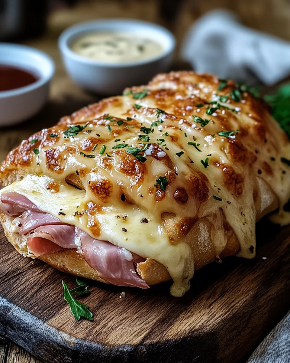 Handbrot mit Schinken und Käse