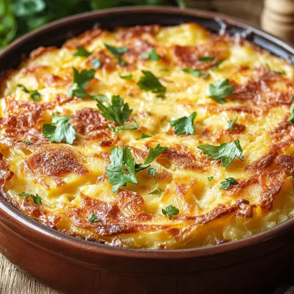 Hüttenkäse Kartoffelrösti Auflauf