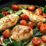 Keto H&auml;hnchen-Spinat-Tomaten-Pfanne