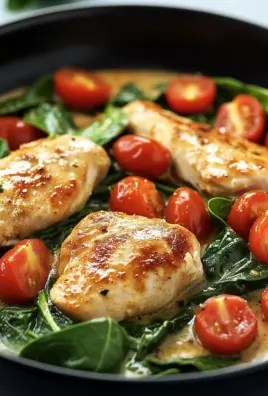 Keto Hähnchen-Spinat-Tomaten-Pfanne