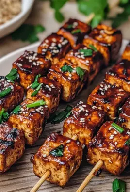 Knoblauch-Soja-Glasierte Tofu-Spieße