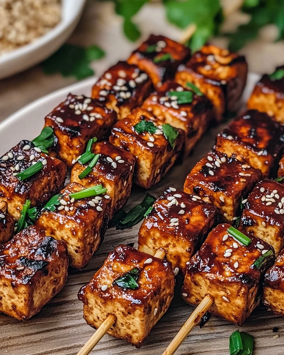 Knoblauch-Soja-Glasierte Tofu-Spie&szlig;e