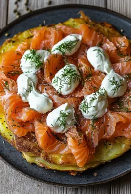 Knusprige Kartoffelgalette mit Räucherlachs und Crème Fraîche