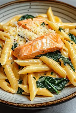 Lachs Penne mit Spinat