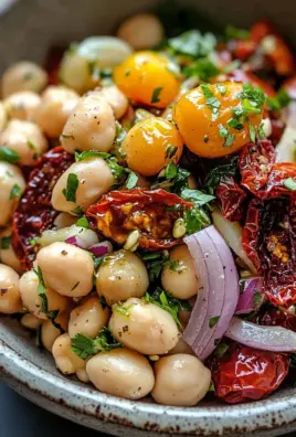 Marinierter getrockneter Tomaten-Bohnen-Salat