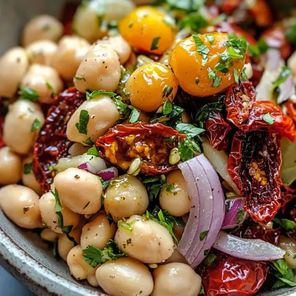 Marinierter getrockneter Tomaten-Bohnen-Salat