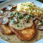 Naturschnitzel in Champignonrahmsauce