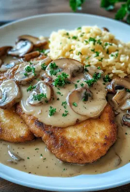 Naturschnitzel in Champignonrahmsauce