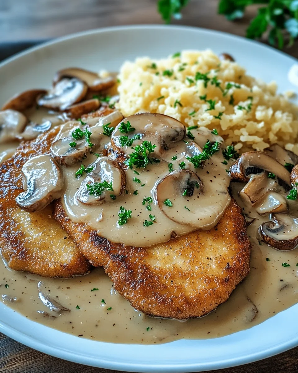 Naturschnitzel in Champignonrahmsauce