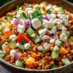 Orientalischer Rote Linsen Salat mit Feta