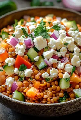 Orientalischer Rote Linsen Salat mit Feta