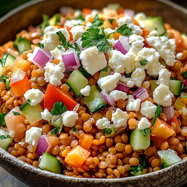 Orientalischer Rote Linsen Salat mit Feta
