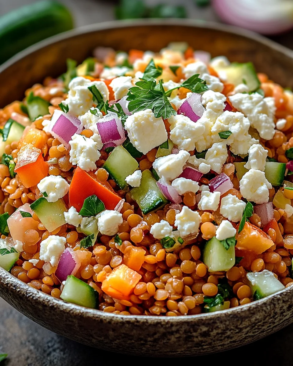 Orientalischer Rote Linsen Salat mit Feta