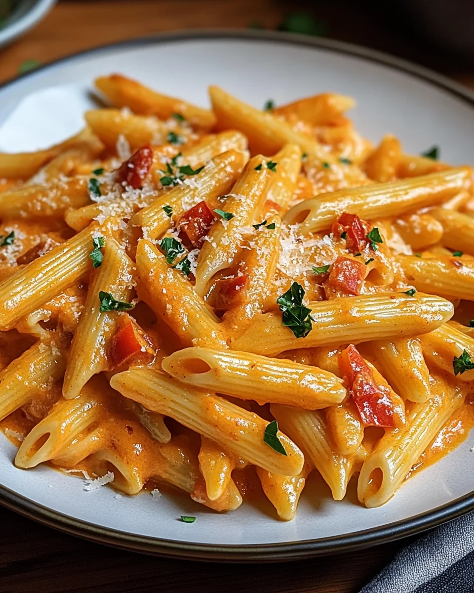 Penne in cremiger Paprikasoße