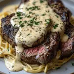 Pikantes Steak Gorgonzola Alfredo mit cremiger Parmesan-So&szlig;e