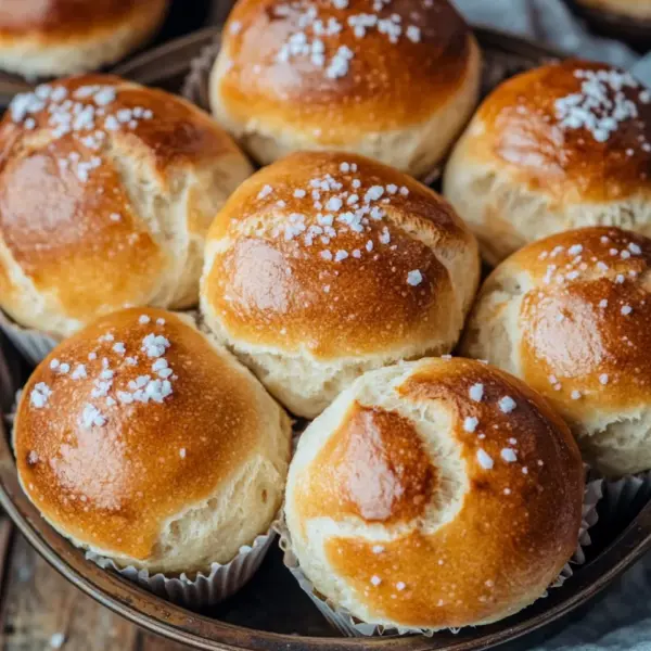 Rezept für Laugenbrötchen im Muffinsblech gebacken
