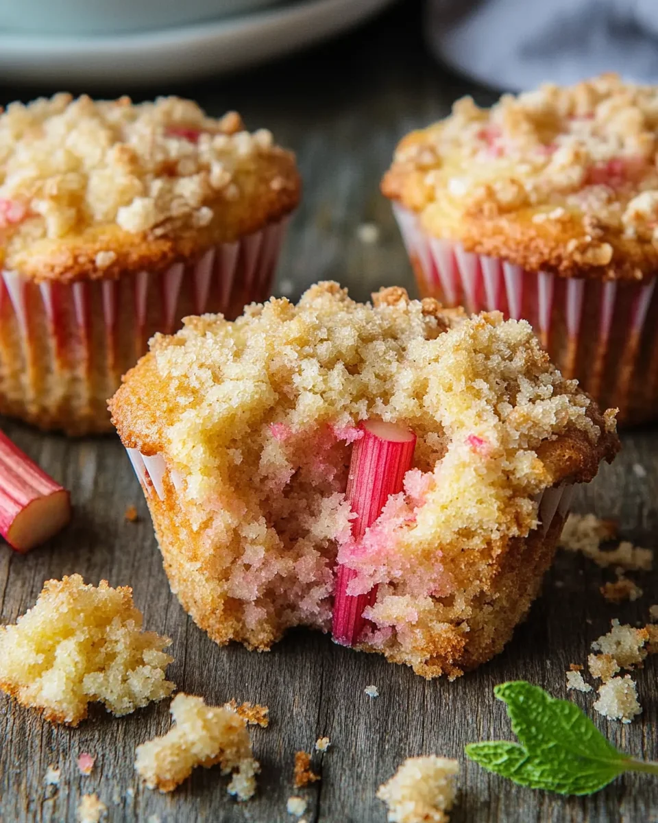 Rhabarber-Muffins mit Vanillestreuseln