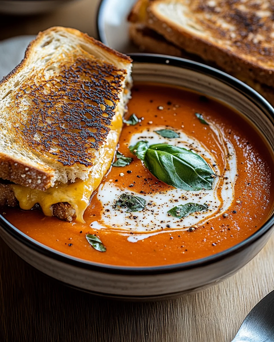 Roasted Tomato Soup with Grilled Cheese Sandwich
